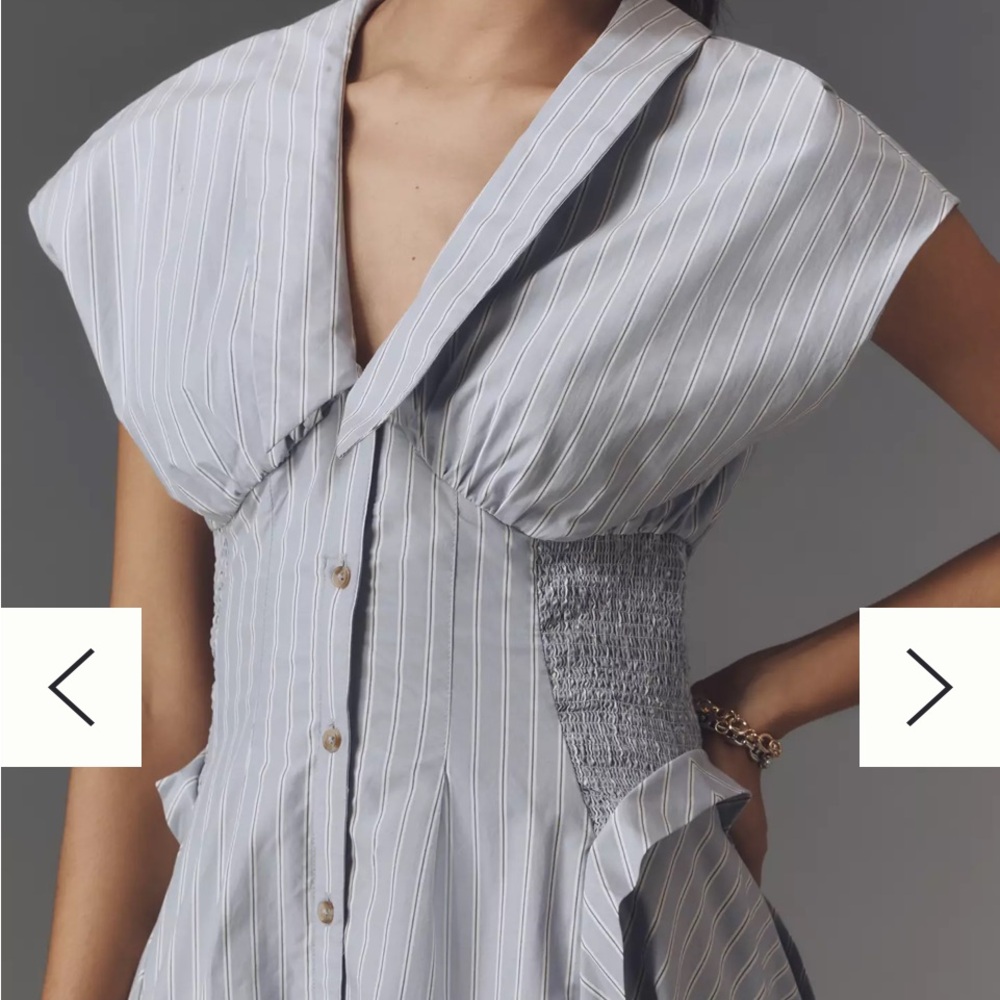 NWOT GORGEOUS ANTHROPOLOGIE cottage core Parisian pleated Midi Dress - Picture 5 of 9